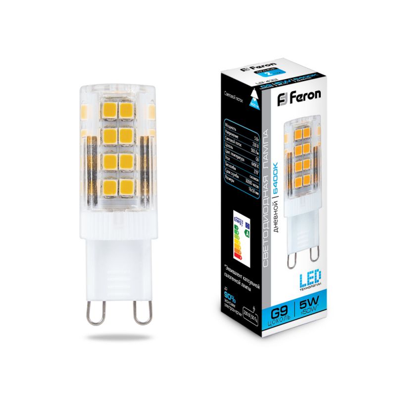 Светодиодная лампа Feron G9 5W 6400K 25771