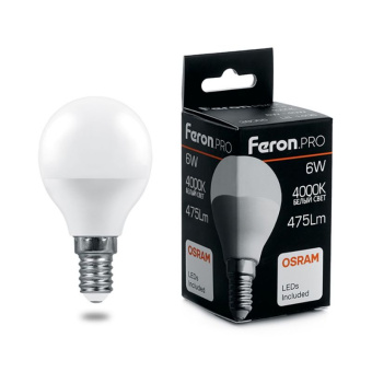 Светодиодная лампа Feron E14 6W 4000K 38066
